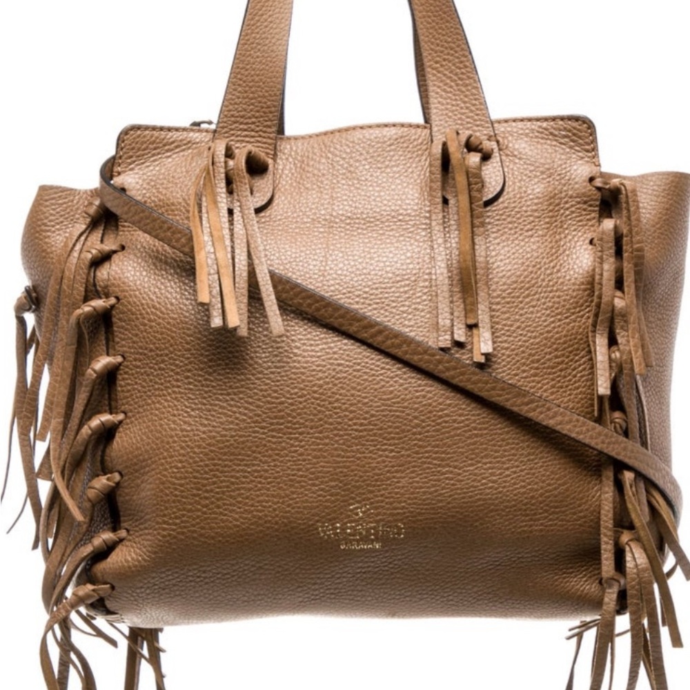 Valentino C-Rockee Brown Leather Tote Bag